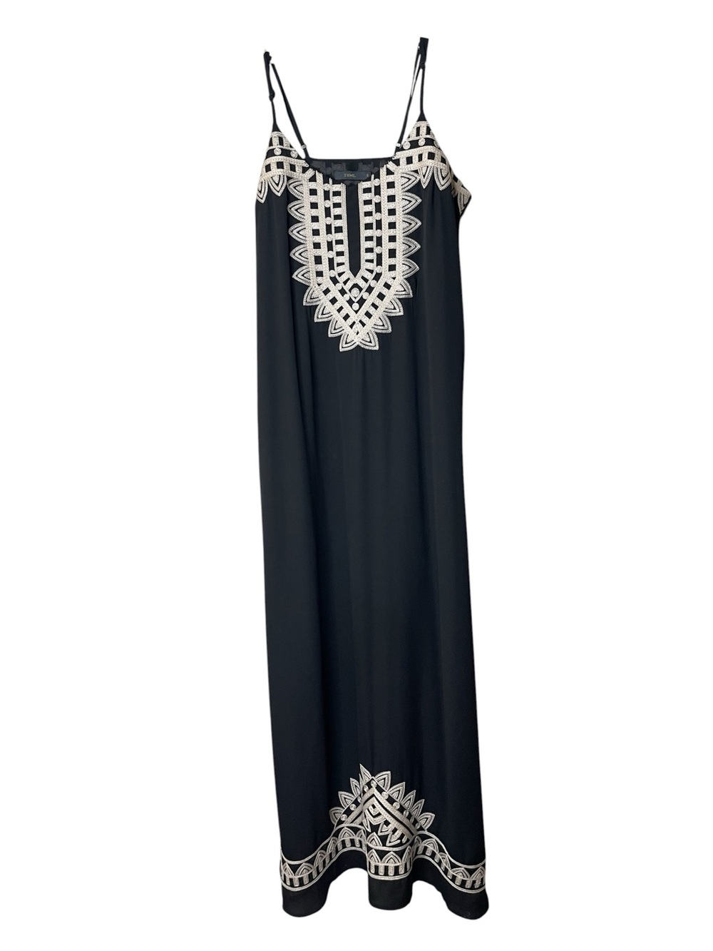 THML Embroidered Maxi Dress in Black Sz S